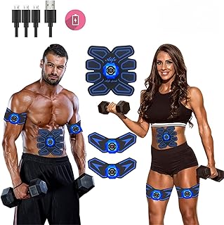 GuyAna EMS Muscle Stimulator ABS Trainer,Muscle Training,Abdomen Heat Sweat Stimulator 6 Modes,for Abdomen, Arm, Leg Fitness Training,for Men and Women