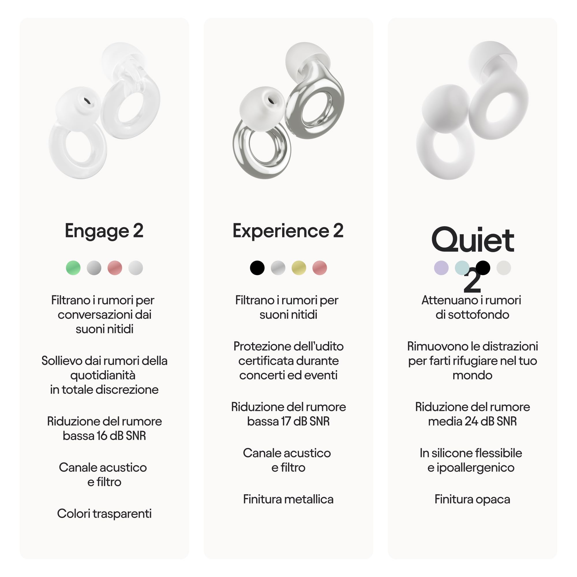 Loop Engage 2 Tappi orecchie – Sollievo dai rumori della quotidianità e suono della voce nitido per eventi sociali, lavoro, conversazioni, genitori e iperacusia – Riduzione del rumore da 16 dB