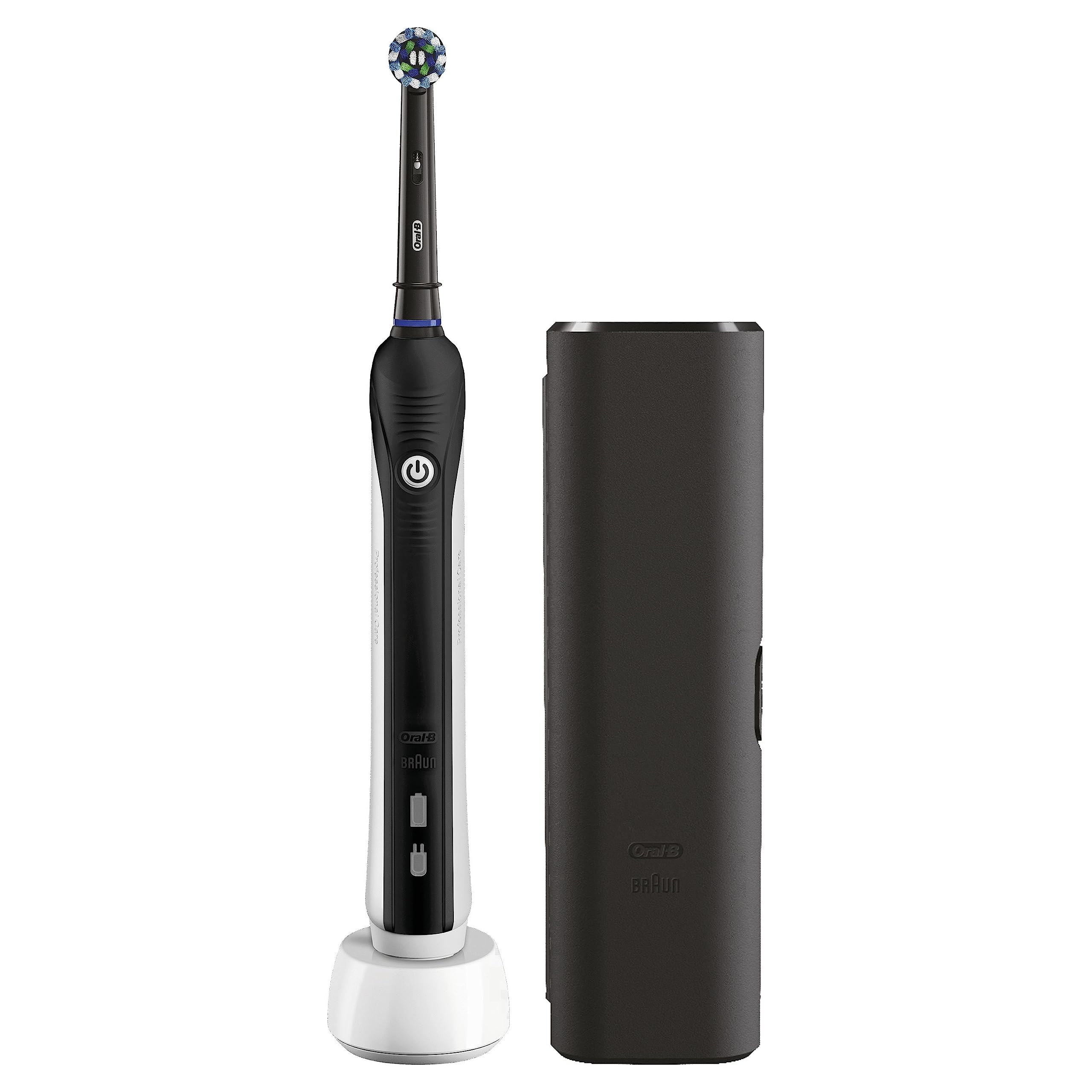 Oral-B PRO 750 CrossAction Cepillo de Dientes Eléctrico con Mango Recargable, Tecnología Braun y 1 Cabezal de Recambio y Estuche De Viaje - Negro