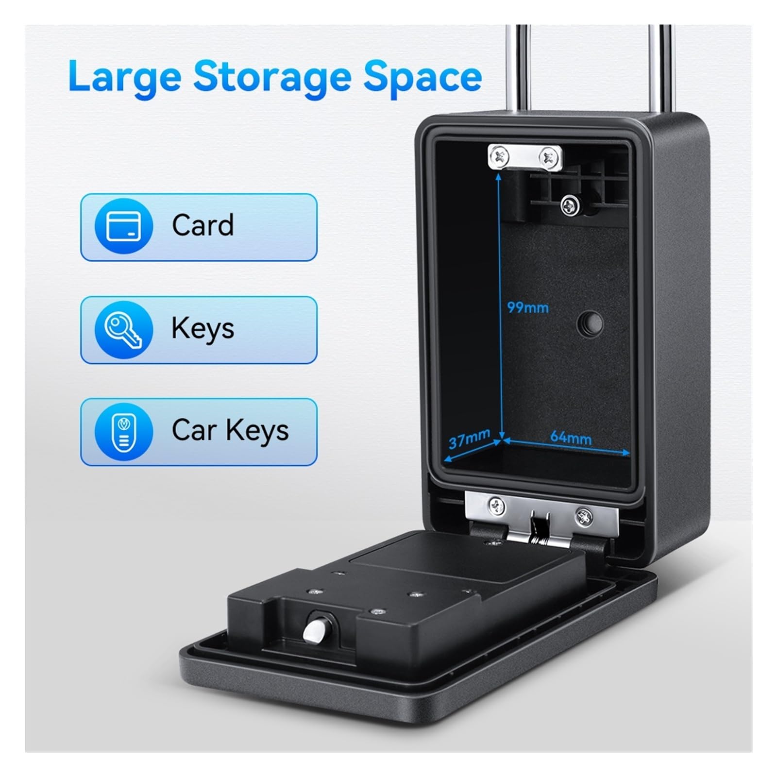 Cassaforte, Smart Key Safe Box Blocco di archiviazione for impronte digitali Cassetta sicurezza con codice password a 6 cifre Funziona
