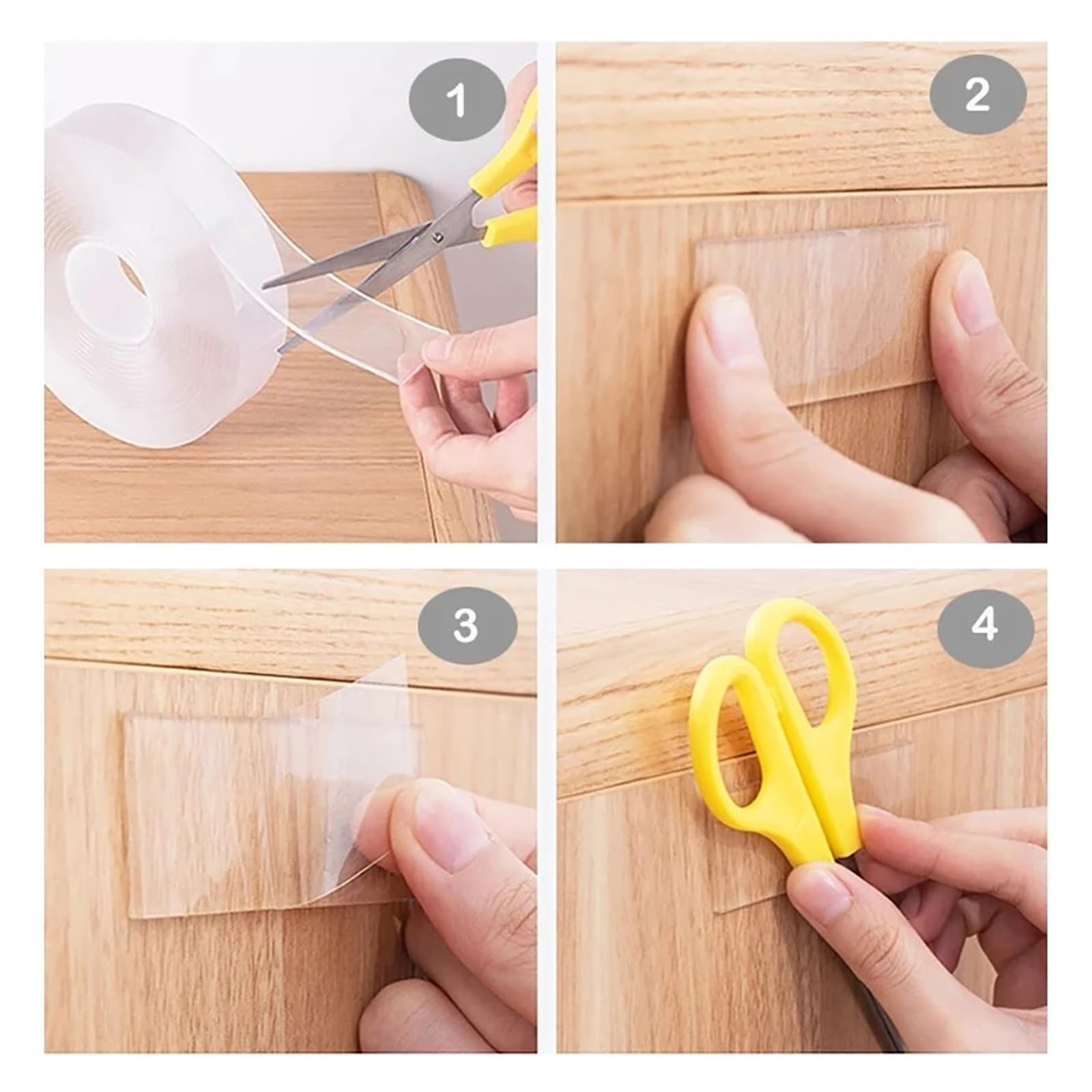 Nastro Biadesivo Trasparente NoTrace Riutilizzabile Impermeabile, 1M/2M/3/5M, Lavabile, for la casa(5m)