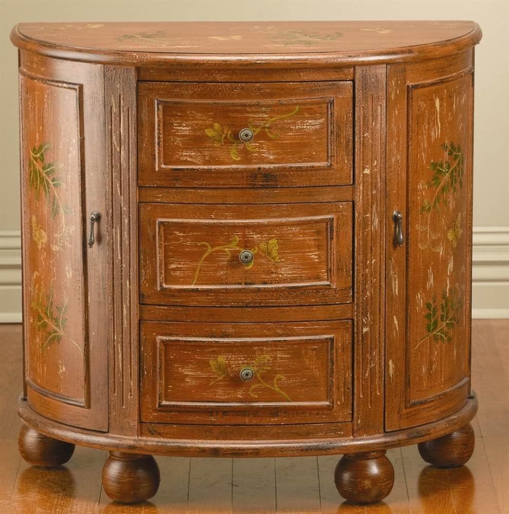 AA Importing 49668 Half Round Console Distressed Brown