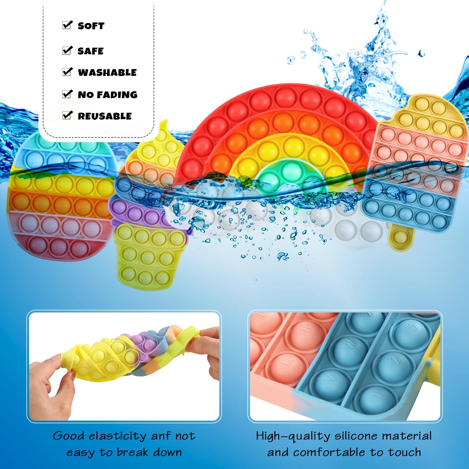 4 giocattoli sensoriali per bambini piccoli giocattoli sensoriali in silicone per spremere bolle arcobaleno sollievo dall'ansia giocattolo antistress per bambini e adulti regalo