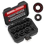 MIXPOWER 19PC External Torx Plus Socket Set 6 Point EP Socket Compatible with Tesla EP4-EP32 with 1/2'' 3/8'' 1/4'' Dr CR-V