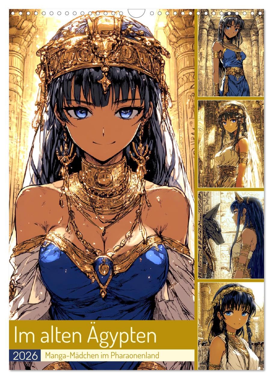 In ancient Egypt. Manga girl in the land of the pharaohs UK-Version (Wall Calendar 2026 DIN A3 Portrait), CALVENDO 12 Month Wall Calendar โ image 1