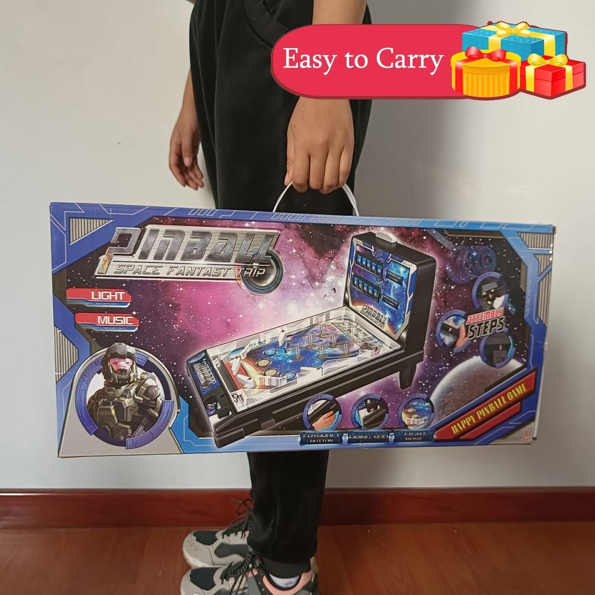Electronic Pinball Machine for 4+ Year Old Boys and Girls, 24.5x42x27cm Tabletop Pinball Toys, Pinball Game with Lights & Sounds, Automatic Digital Scoreboard