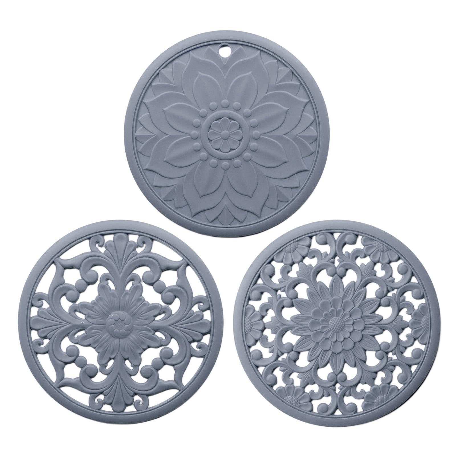 PIXZCSA for Creative Heat Resistance Dinnerware Table Cushion Silicone Placemat Durable Absorbing Stone Coasters Dining Heat-insulated Dinning Table Mats
