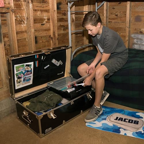 Miniatura 6 de C&N Footlockers Baúl de campamento de verano con bandeja organizadora, baúl de almacenamiento Happy Camper, disponible en 20 colores, 32 x 18 x 13.5