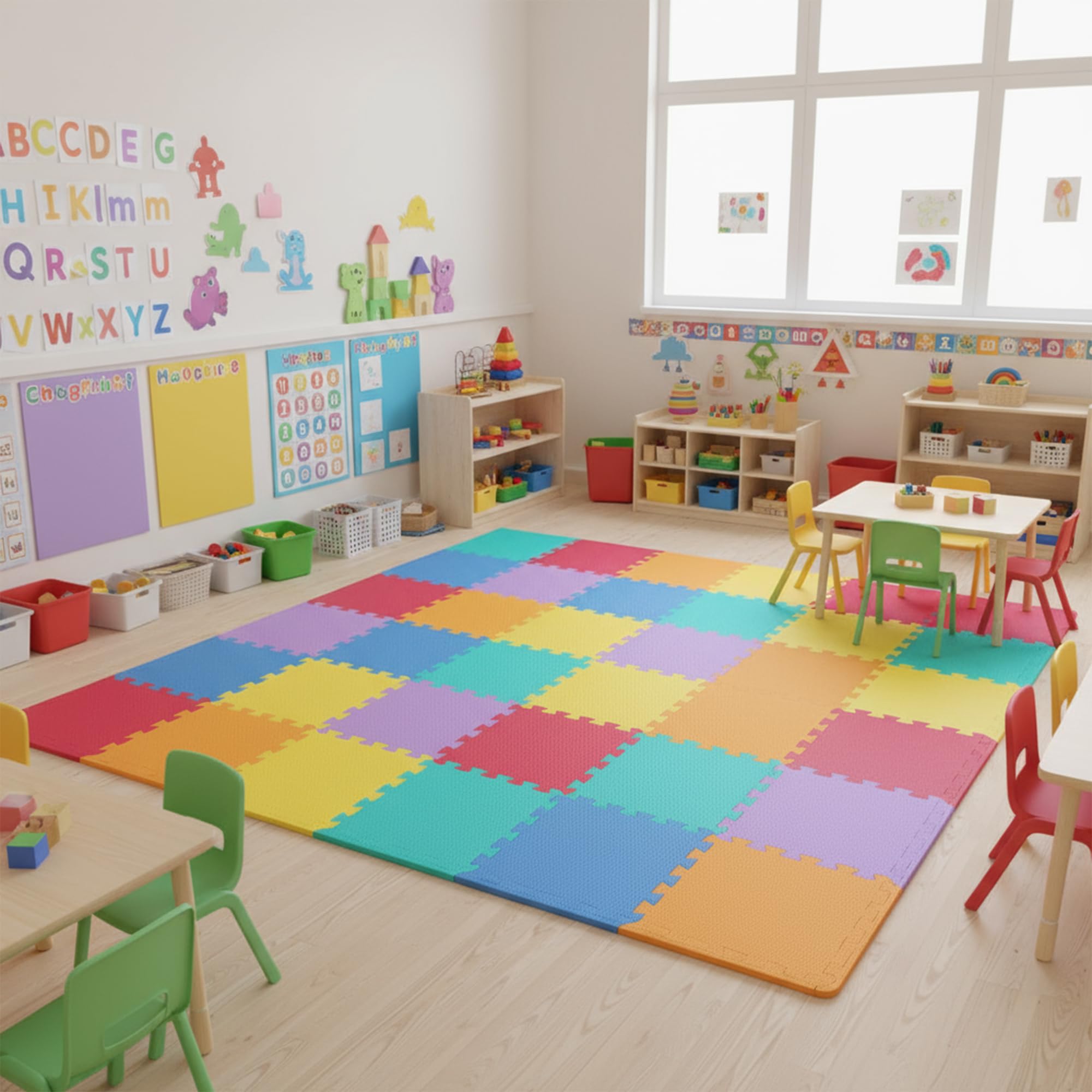 1 'x 1' (30cm x 30cm) Tapis de Sol imbriqués | Tapis en Mousse Douce | Tapis de Jeu | Tapis de Gymnastique (12/18 Pièces）