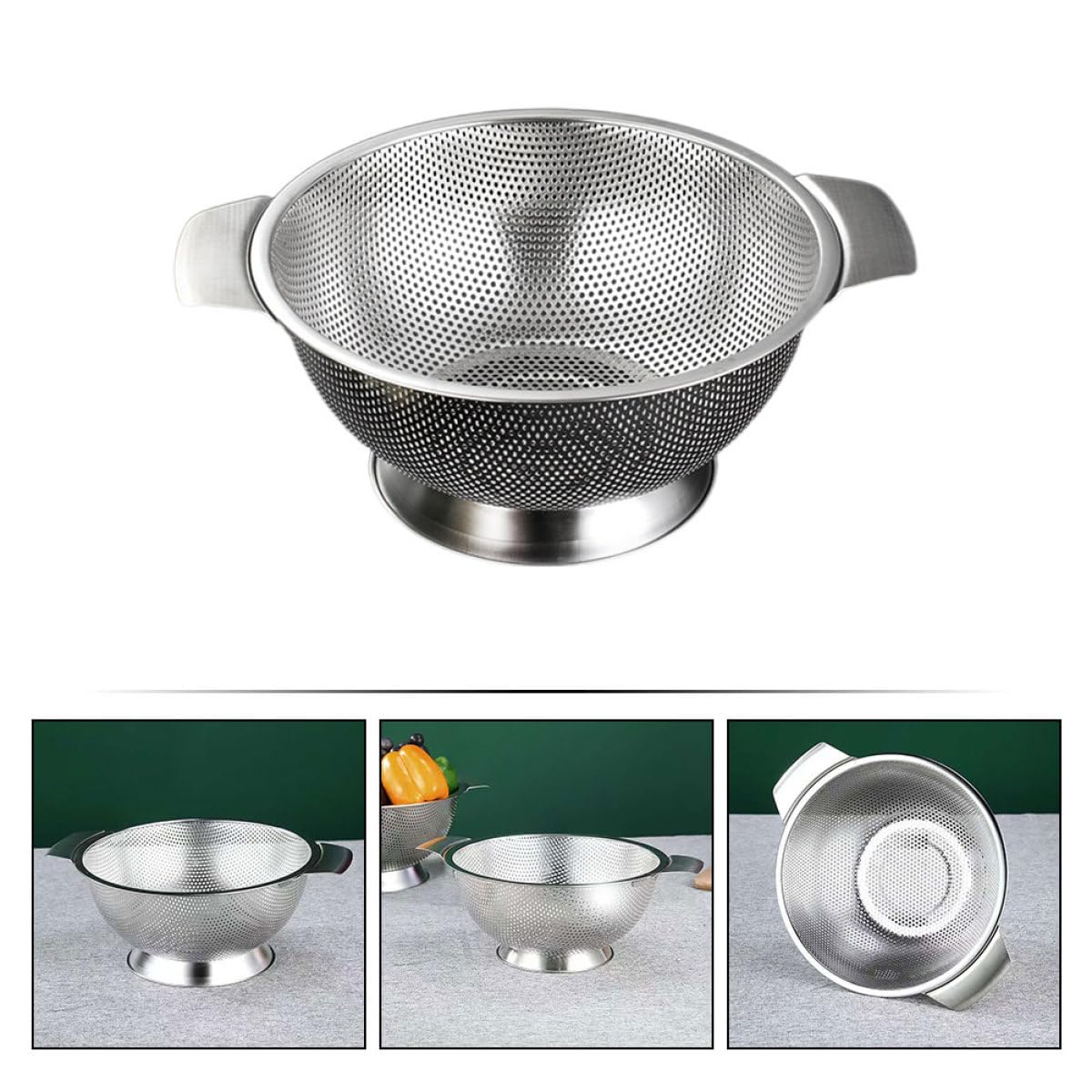 SHINEOFI Colador de Arroz de Acero Inoxidable 255 CM Cesta Escurridora Multifuncional para Lavar Verduras y Frutas Cedazo de Malla Fina para Cocina Doméstica Utensilio de Drenaje