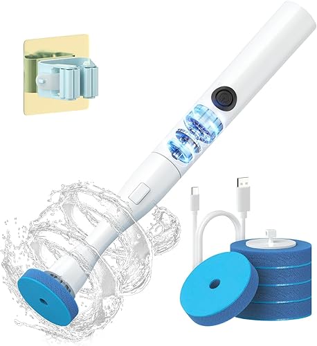 AIR U+ Cepillo de inodoro eléctrico manos libres para personas mayores y hogares ocupados, no se dobla, limpia sin esfuerzo con cabezales