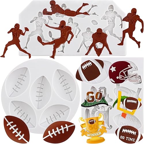 Miniatura 10 de Moldes de silicona para béisbol, bate de béisbol, guante, sombrero, fondant, baloncesto, fútbol, rugby, moldes de chocolate para decoración de