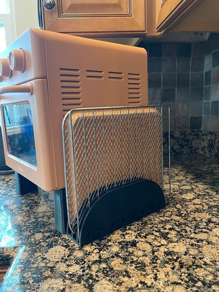 Oven Riser Legs & Tray Storage Stand for Wonder Oven Air Fryer, 4 Height-Adjustable Feet with Organizer Rack for Baking Pans & Air Fry Baskets, PETG Material (white)