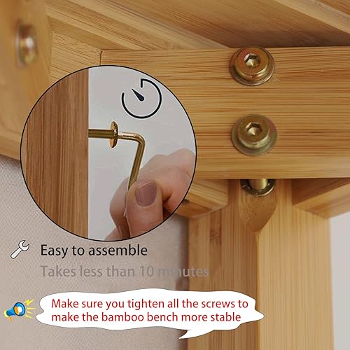 Miniatura 4 de Banco de ducha de bambú, banco de ducha impermeable, bancos de ducha para ducha interior, banco de bambú de 2 niveles para ducha