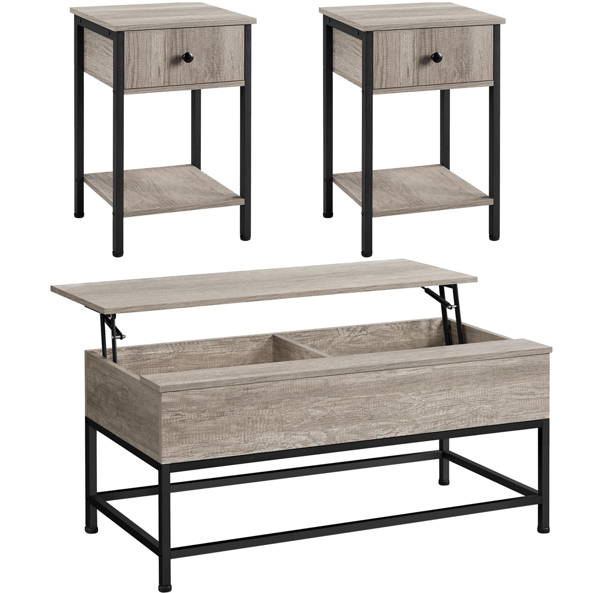 Buy Yaheetech Retro Coffee Table Set of 3 for Living Room, Split Lift