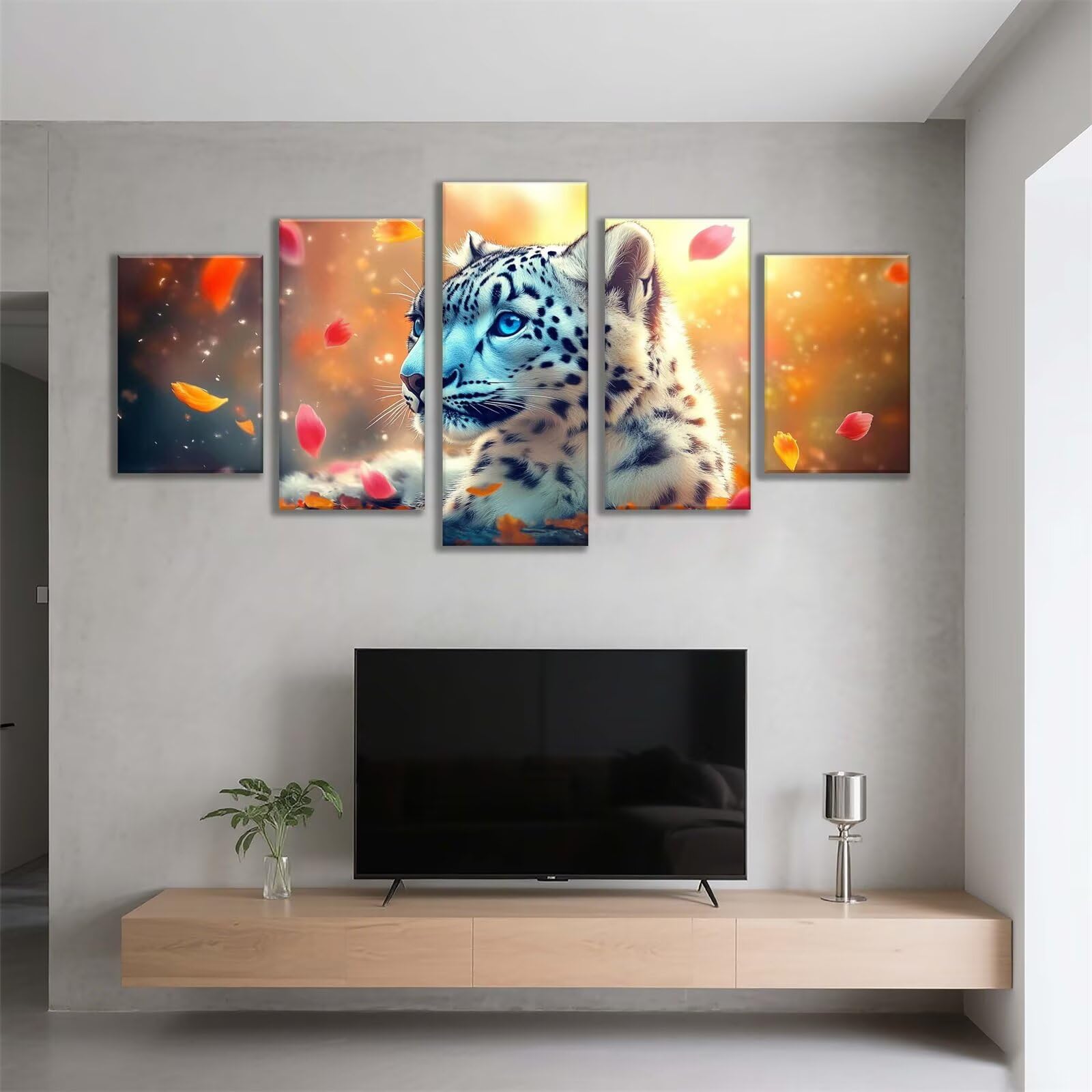 5 sztuk diamentowe malowanie zachód słońca lampart, zestawy do malowania diamentowego dla dorosłych, DIY diamentowe malowanie dzieci diamentowe zestawy do haftu do domu, prezent dla kobiet 100 x 60 cm