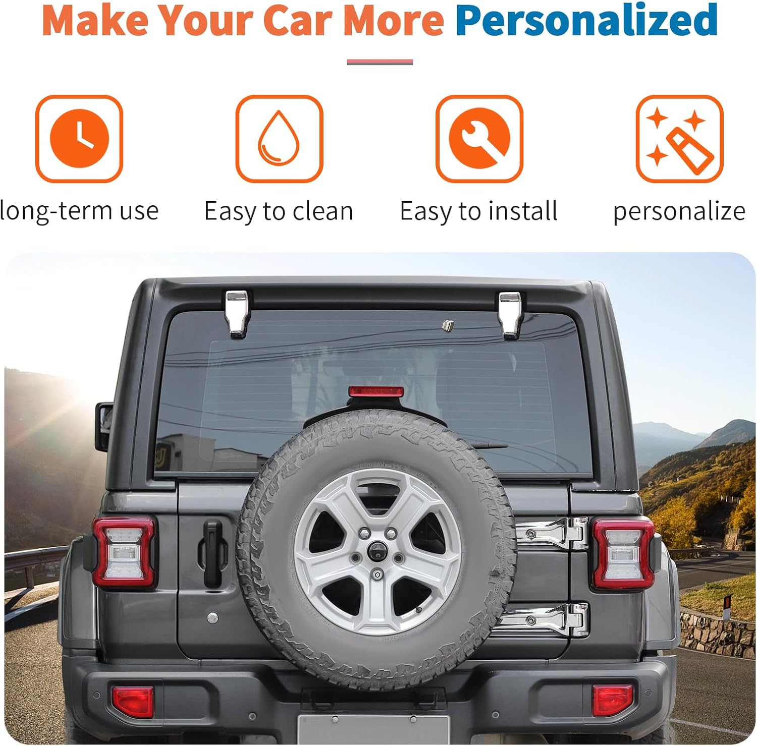 JeCar 13pcs Chrome Full Set Door Hinge Cover Trim Kit for 2018-2024 2025 Up Jeep Wrangler JL 4 Door