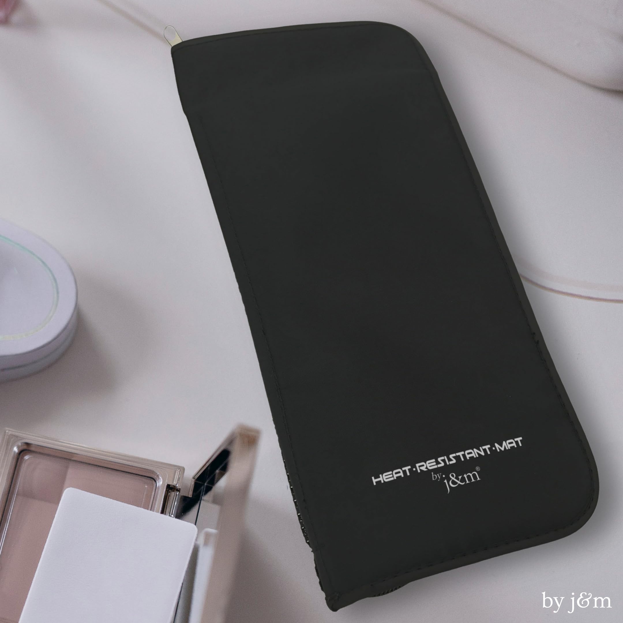 Esterilla y Funda para Alisador de Pelo j&m - Resistencia al Calor - Compatible con ghd, BaByliss - Estuche Viaje Compacto