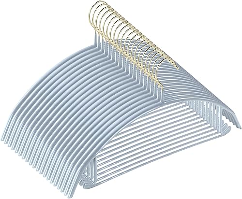 MOPALL Perchas antigolpes, paquete de 20 perchas antideslizantes y ahorran espacio, perchas de ropa resistentes con revestimiento de goma, contorno