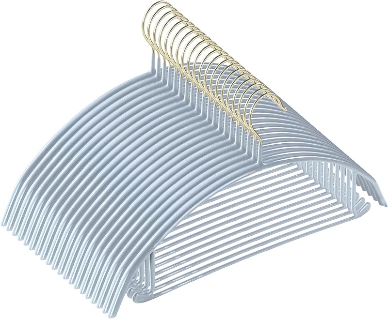 Clothes Hangers Non Slip Rubber Coating Metal Hanger, 20 Pack, Gray | Heavy Duty Durable, Shoulder Bump Free, 16.5 inch Wide Adult Coat Hanging for Closet, Sweater, Suit, Dress, Jacket, Shirt