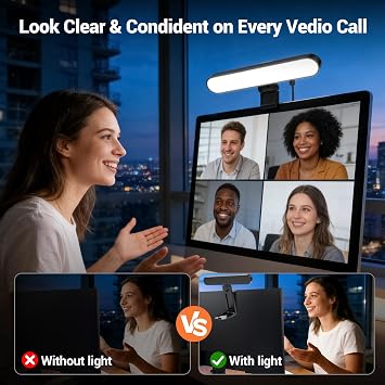 Video Conference Light for Laptop&Phone,Bright Selfie Light Computer Laptop Video Conference Light Monitor Light for Webcam Zoom Call Video Meeting Recording (Single Light Kit)
