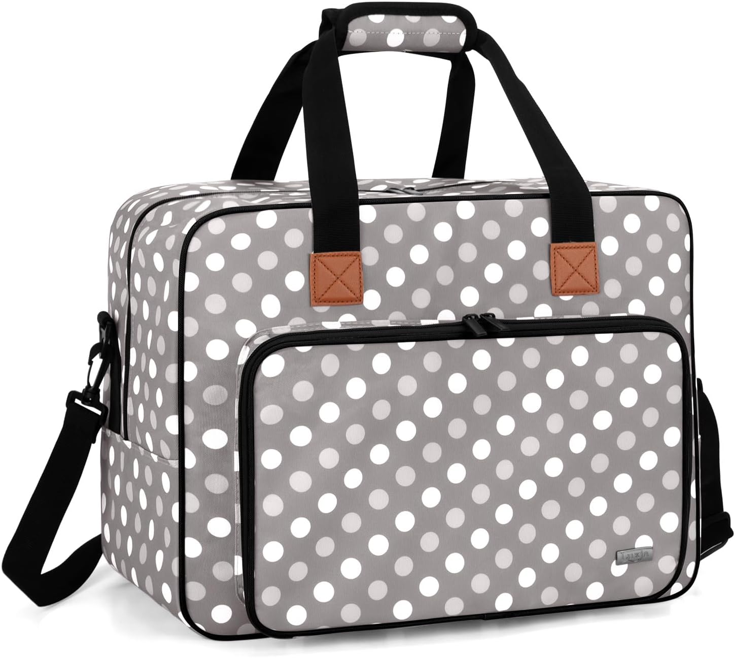 LUXJA Sewing Machine Bag, Portable Tote, Gray Dots