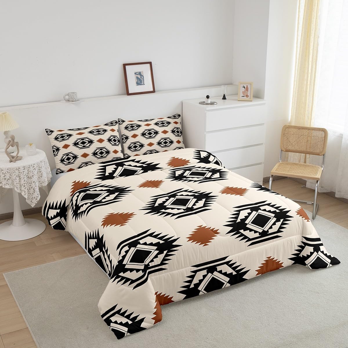 Erosebridal Western Aztec Quilt Comforter Rustic Boho Abstract Geometric Bedding Set Twin,Southwestern Cowboy Comforter Set for Kids Adults Southwest Tribal Bohemian Bed Set 1 Pillow Case - Image 4