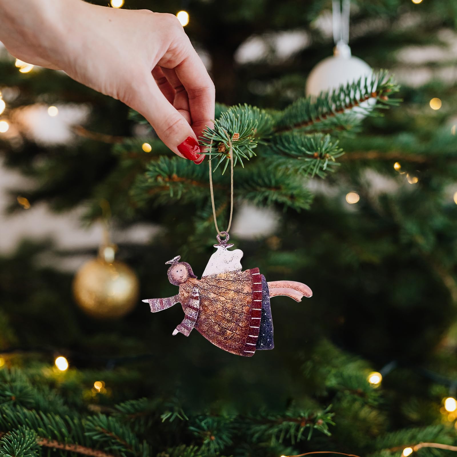 6 calze per albero di Natale, decorazioni glitterate