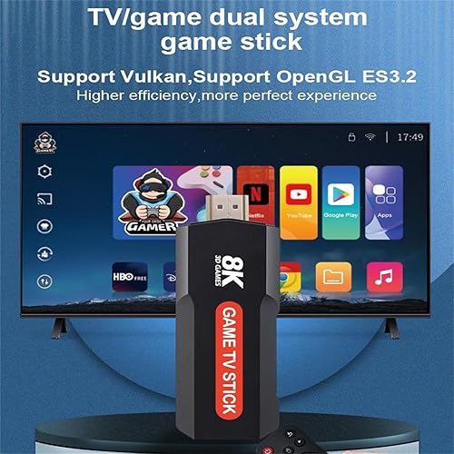Miniatura 7 de Q9 USB 2.0 Dual System Game Stick 8K Consola de videojuegos retro con controlador inalámbrico 64G TV Sticks 20000+ juegos para regalo