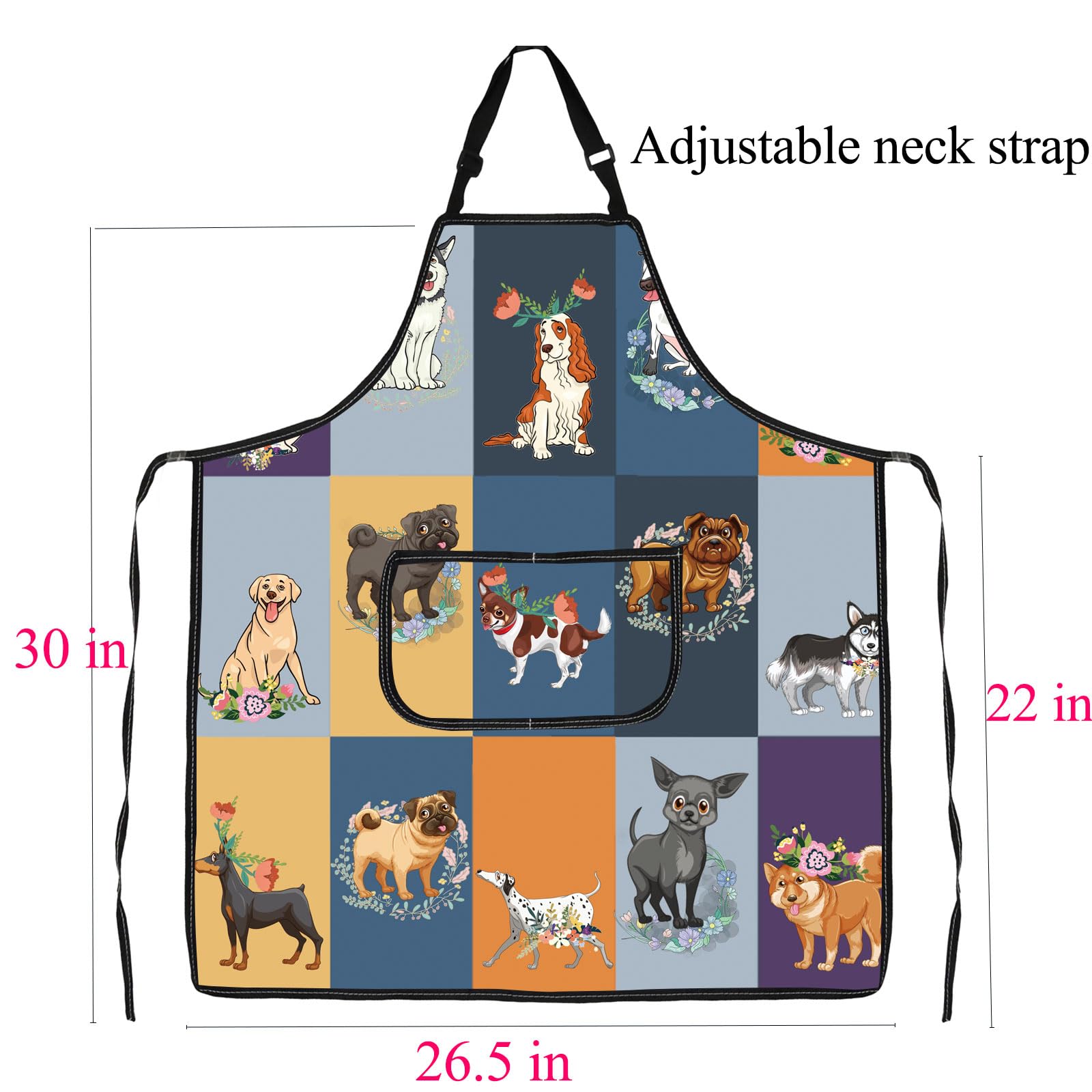 BNQL Dog Grooming Apron with Pockets Dog Grooming Waterproof Apron Dog Lovers Gifts for Groomer Dog Baking Gardening Grilling Apron - Image 2