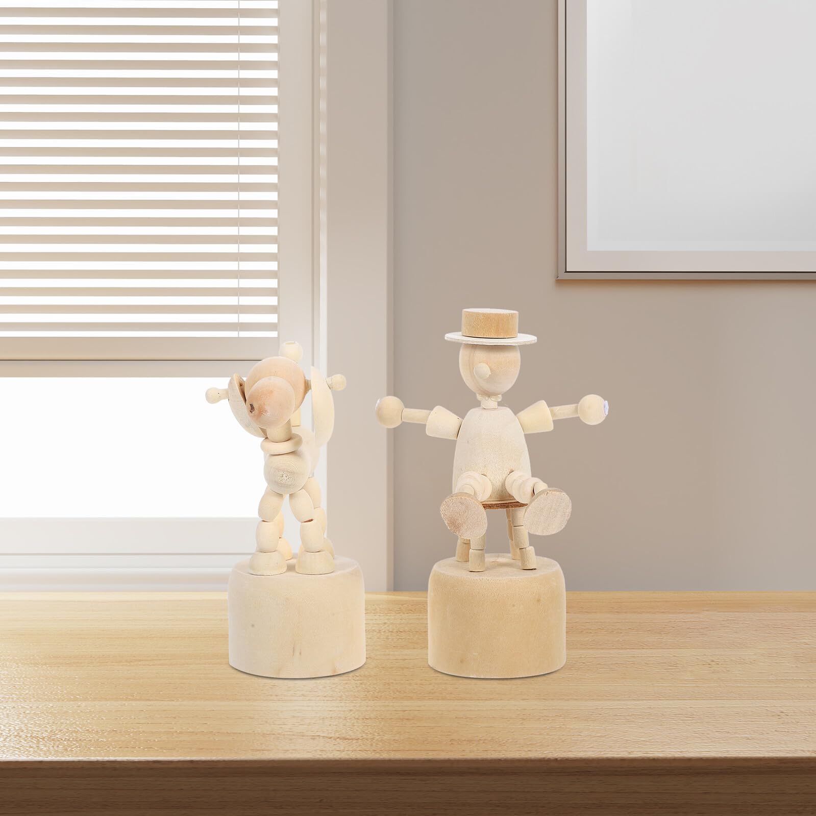 JOINPAYA 2Pcs Unfinished Wooden Animal Finger Puppets DIY Craft Kits for Creative Painting and Home Decoration Small Natural Wood Figures for Art Projects and Educational Play - Image 4