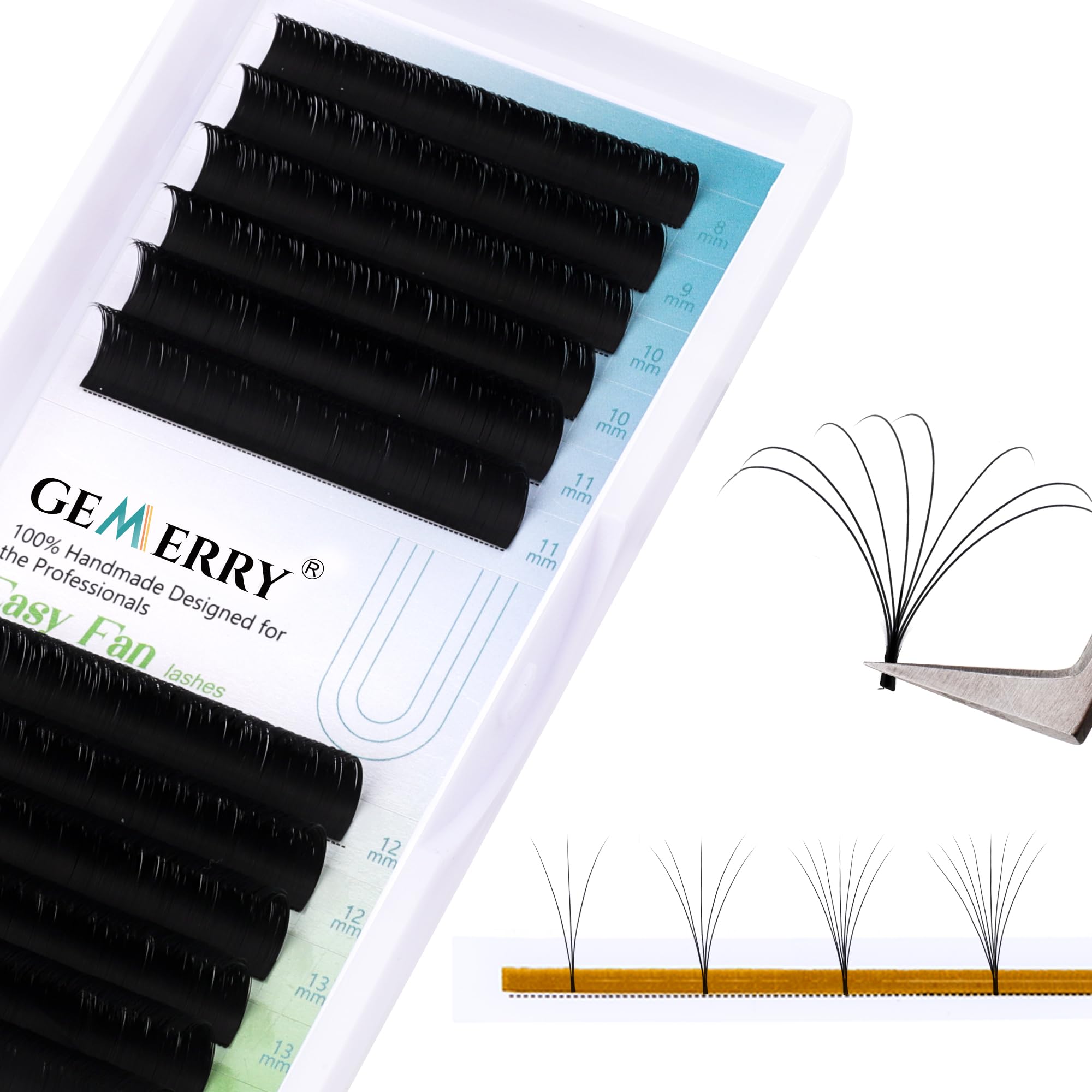 Easy Fan Lash Extensions D curl 0.07mm 8-14mm Mixed Tray Noir Russian Volume Automatic Blooming Self Fanning Lashes Long Individual Volume 3D 4D 5D 6D 8D Lash Fan (0.07-d curl-mix 8-14mm)