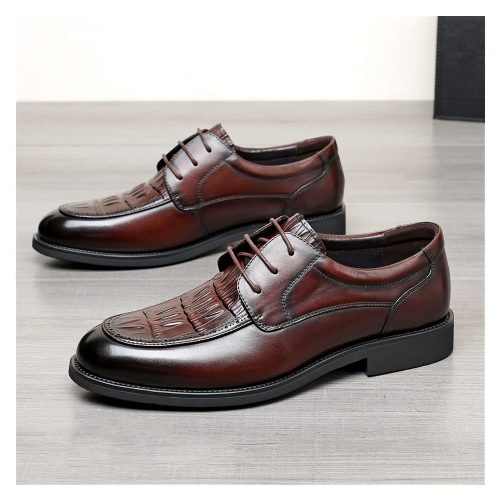 CARZE Scarpe da Uomo in Vera Pelle Scarpe da Sposo da Cerimonia for Abiti da Cerimonia Scarpe da Uomo in Pelle Casual da Lavoro da Uomo Scarpe Eleganti da Uomo(BrownA,40)