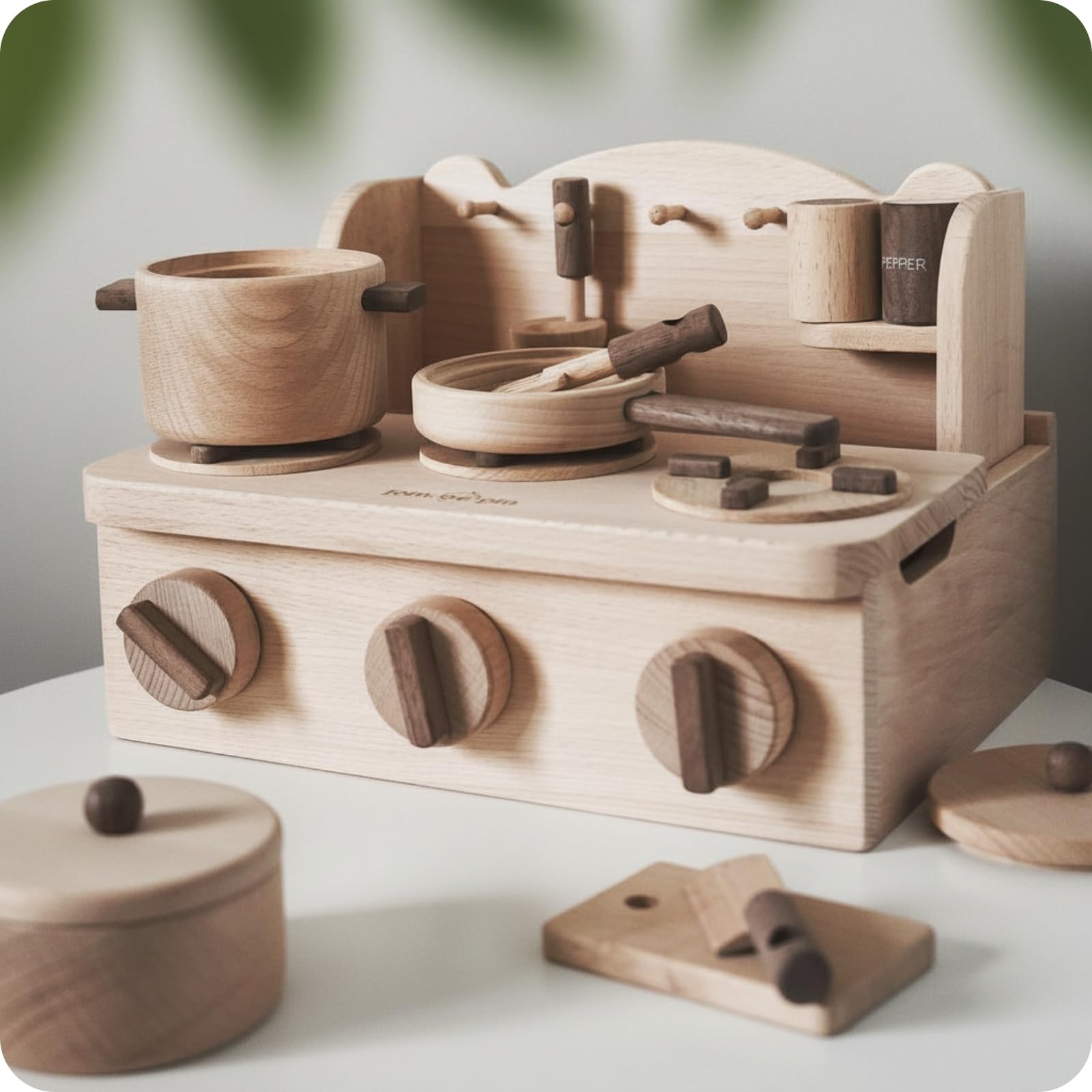 Aufbewahrungshaken Realistische Kinderküche Lernspielzeug Holz-Spielküche Für Eltern