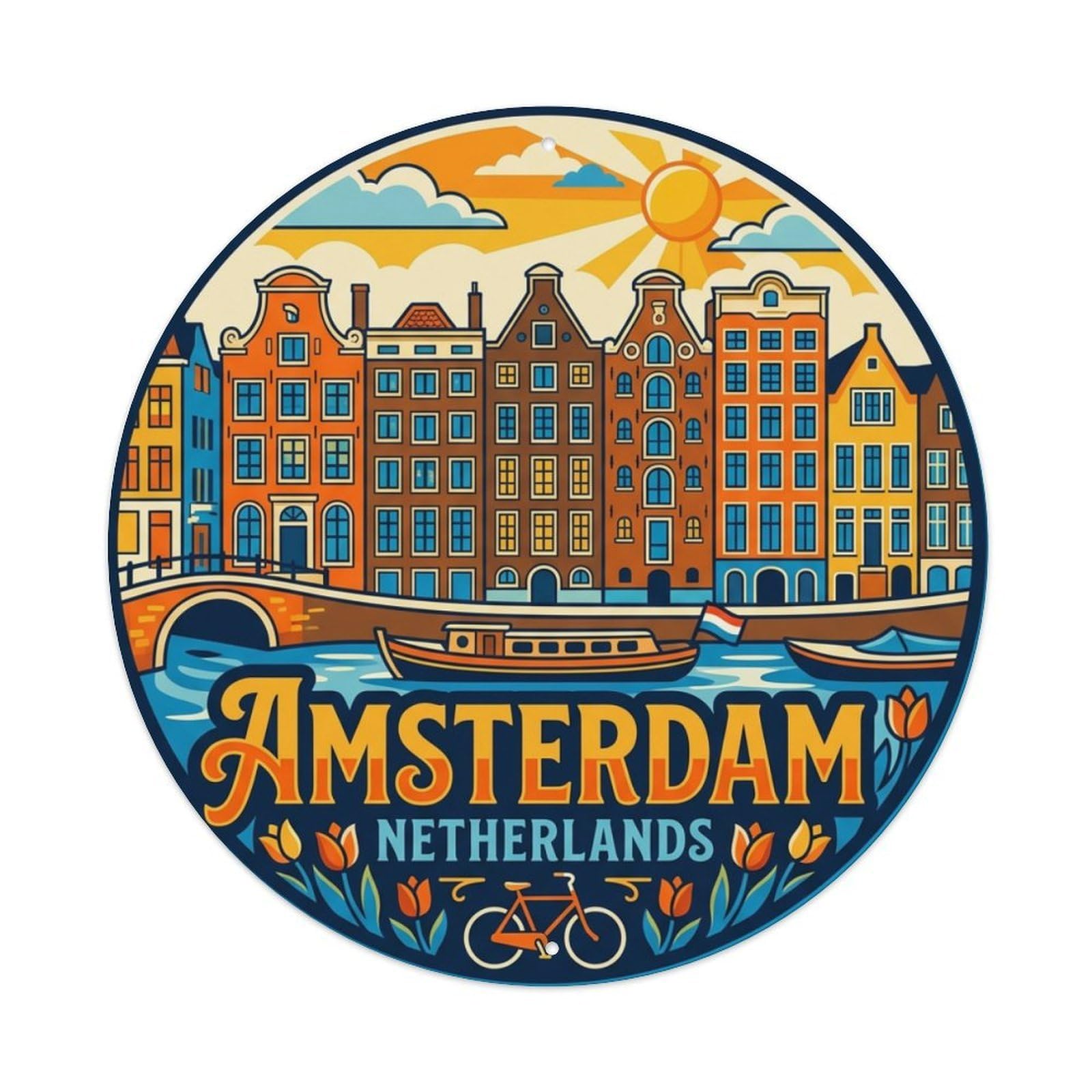 Galvaxio Style Vintage Travel Netherlands Amsterdam Metal Tin Sign