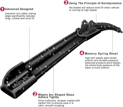 Miniatura 6 de ABLEWIPE - Escobillas de repuesto para limpiaparabrisas delantero de automóvil de 22 pulgadas + 22 pulgadas (juego de 2)