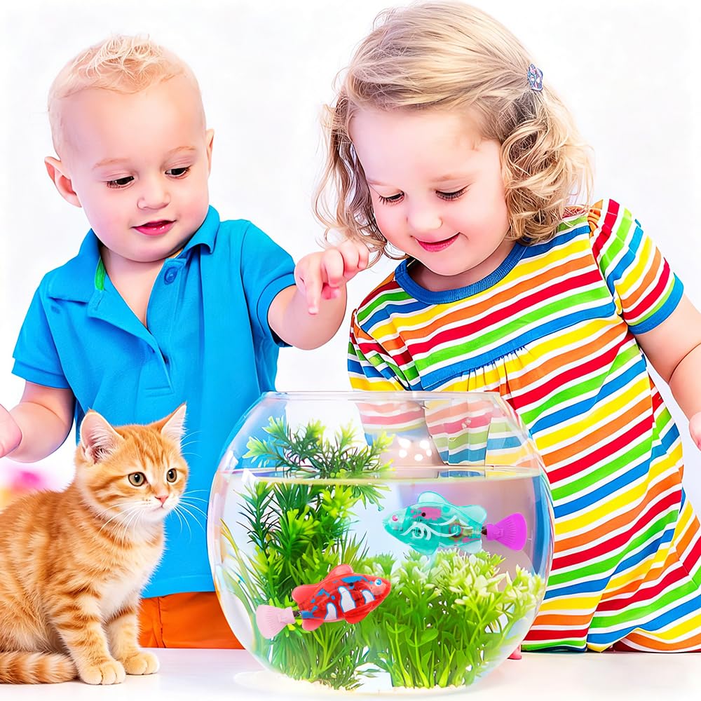 4 pièces de jouets Robo Fish pour chats, poisson électronique pour animaux de compagnie, Robo Fish, poissons électriques avec lumières, fonctionnant sur piles, jouet interactif flottant pour