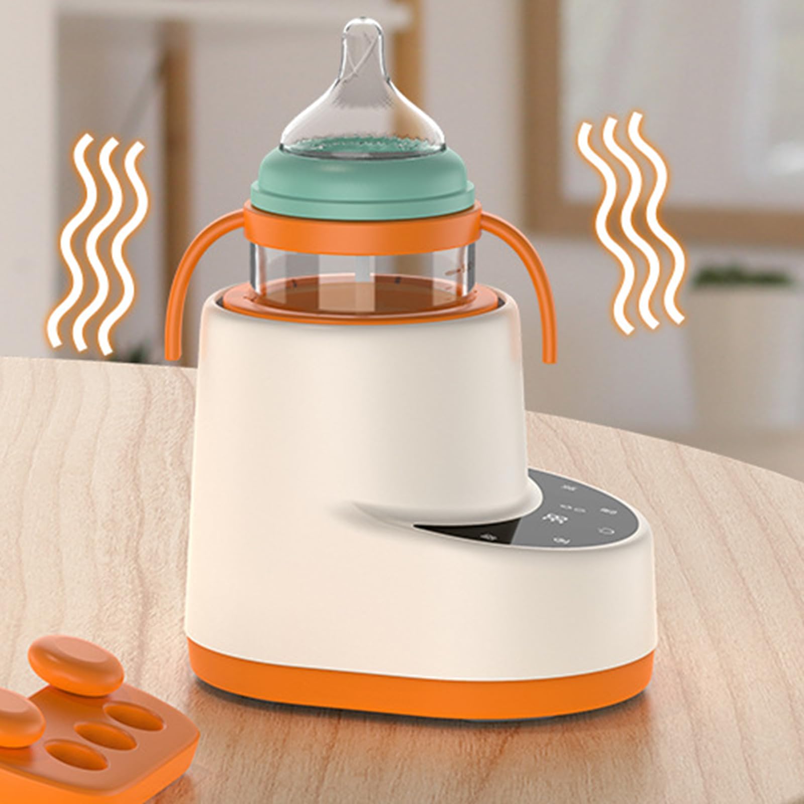 Chauffe-biberon portable avec fonction secousse, facile à transporter, pour un chauffage uniforme du lait maternel autour du chauffage à air chaud