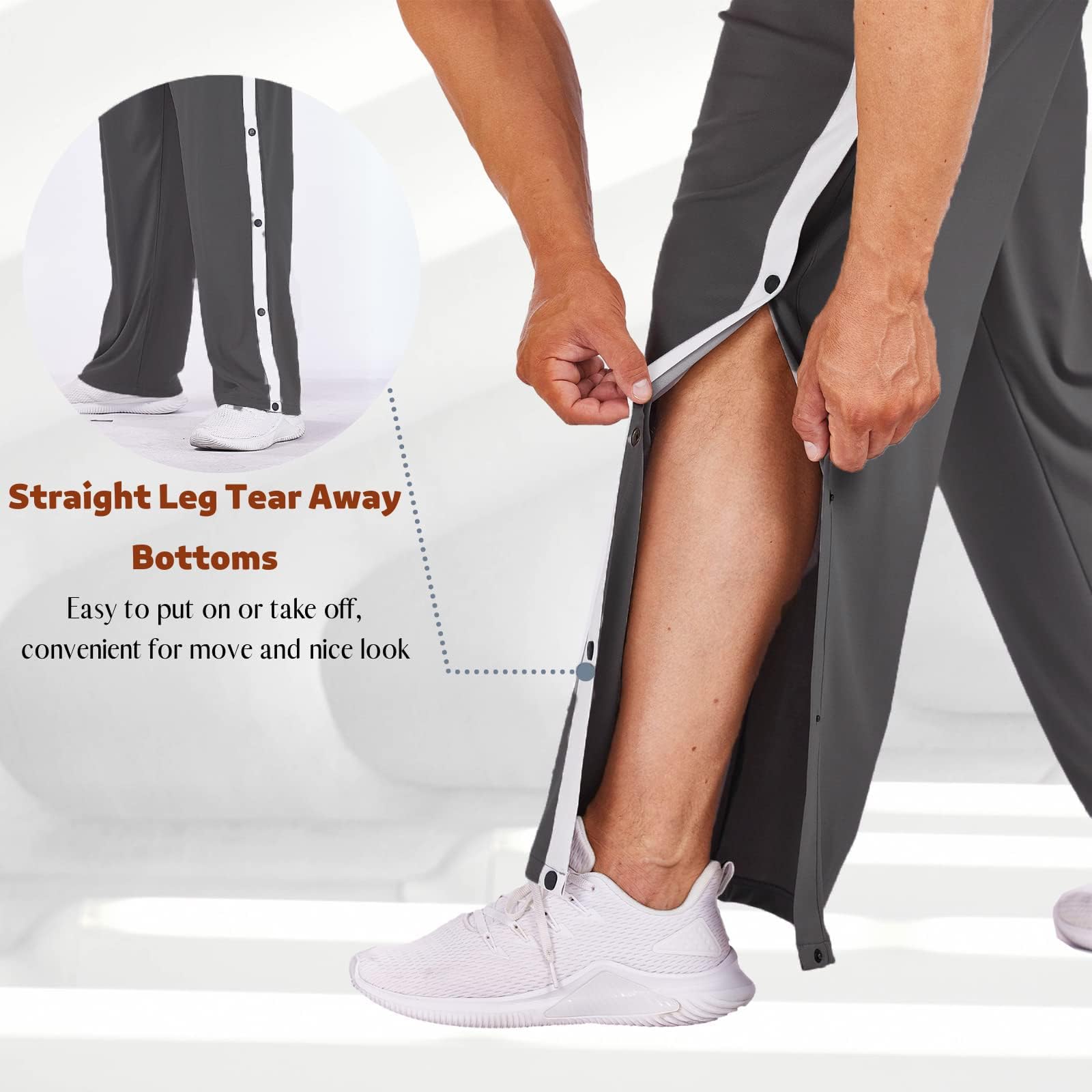 Deyeek Pantaloni da Jogging, Pantaloni da Riabilitazione da Uomo con abbottonatura Laterale per Aprire i Pantaloni da Allenamento, Pantaloni Sportivi postoperatori