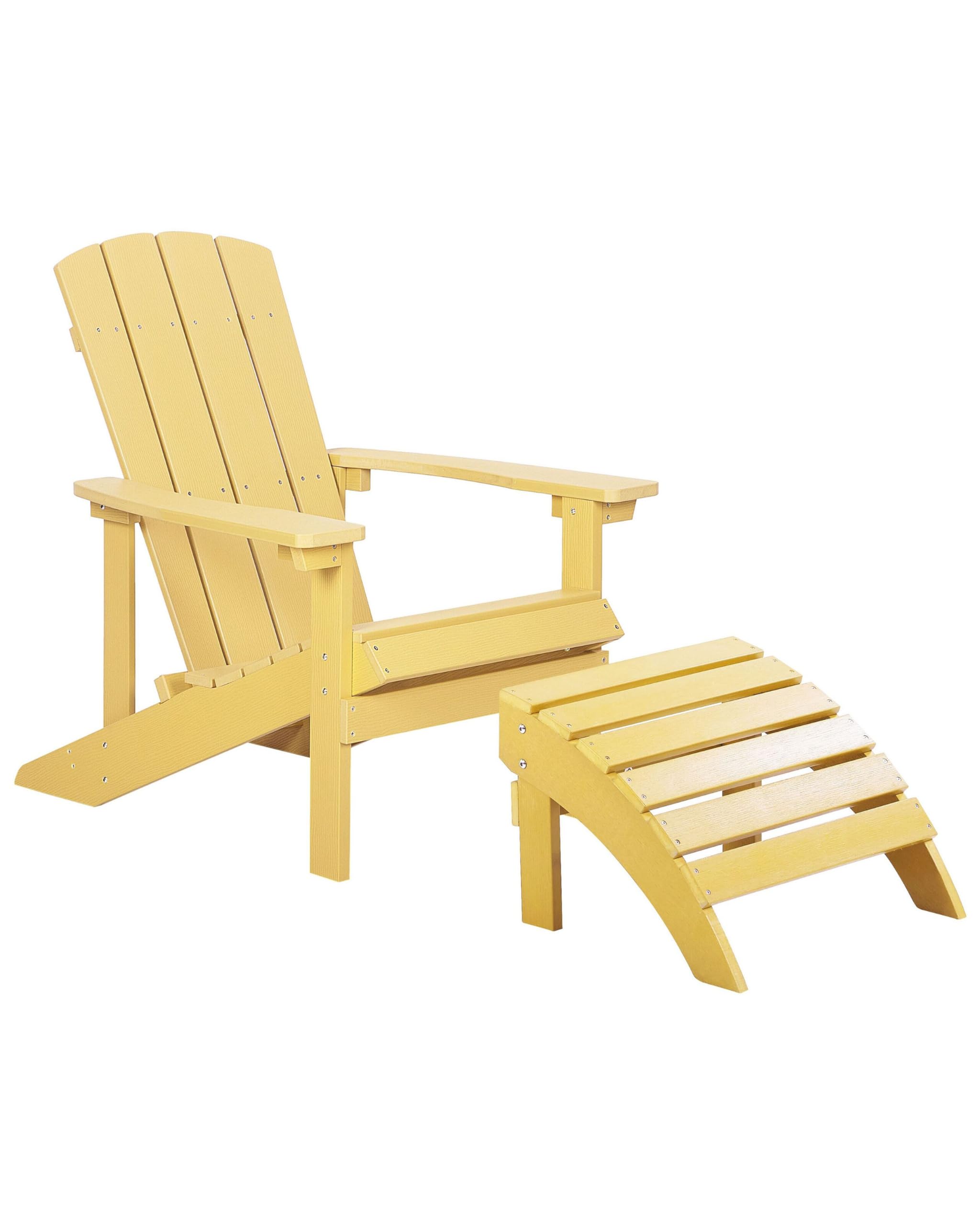 Beliani Silla de jardín Amarilla de Madera sintética con reposapiés Resistente a la Intemperie Estilo Moderno Adirondack