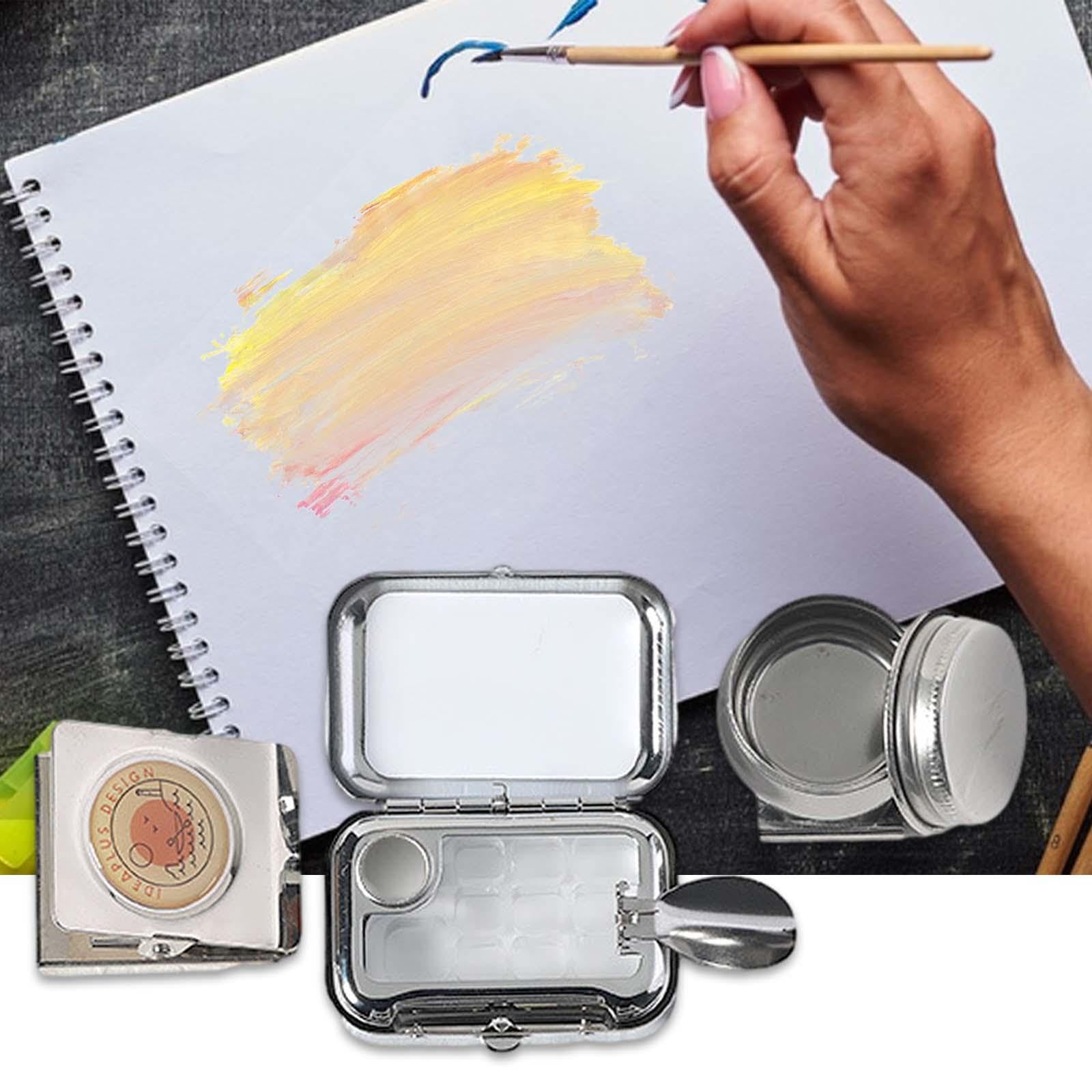 kowaku Empty Watercolor Paint Palette Box Oil Painting Paints Container Accs with Metal Clip Pen Washer Pot for Painters Students, 10 Grids