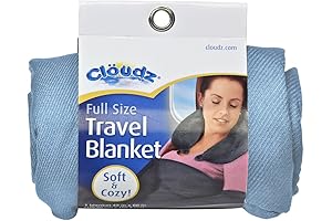 Cloudz Compact Travel Blanket for Small Airplanes - Light Blue