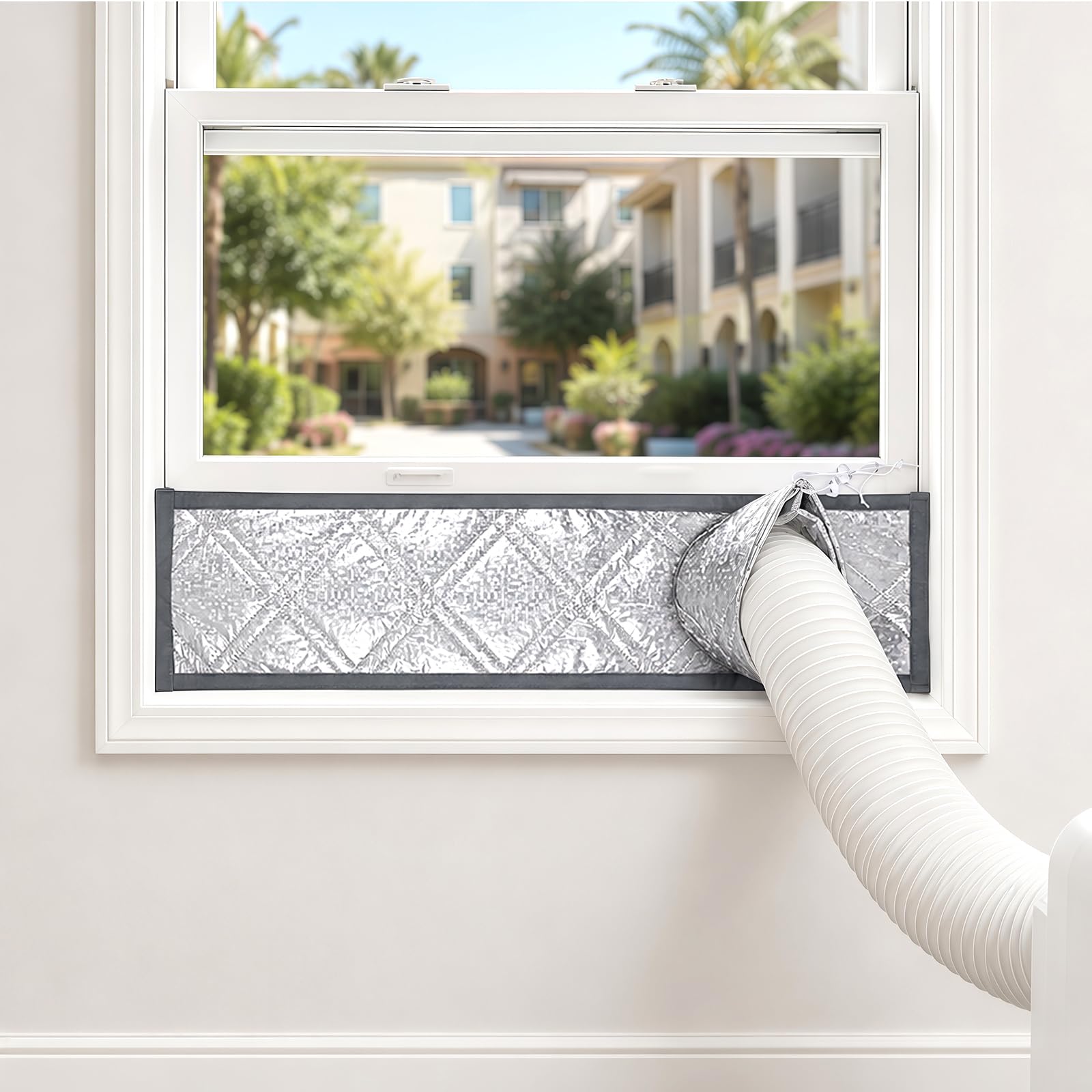 Portable Air Conditioner Window & Door Seal Kit, Mobile AC Vent Kitfor Sliding & Hung Windows, 3-Layer Thickened Aluminum Foil+Cotton+Oxford Fabric Fully Sealing, Thermal Insulation (25x100cm)