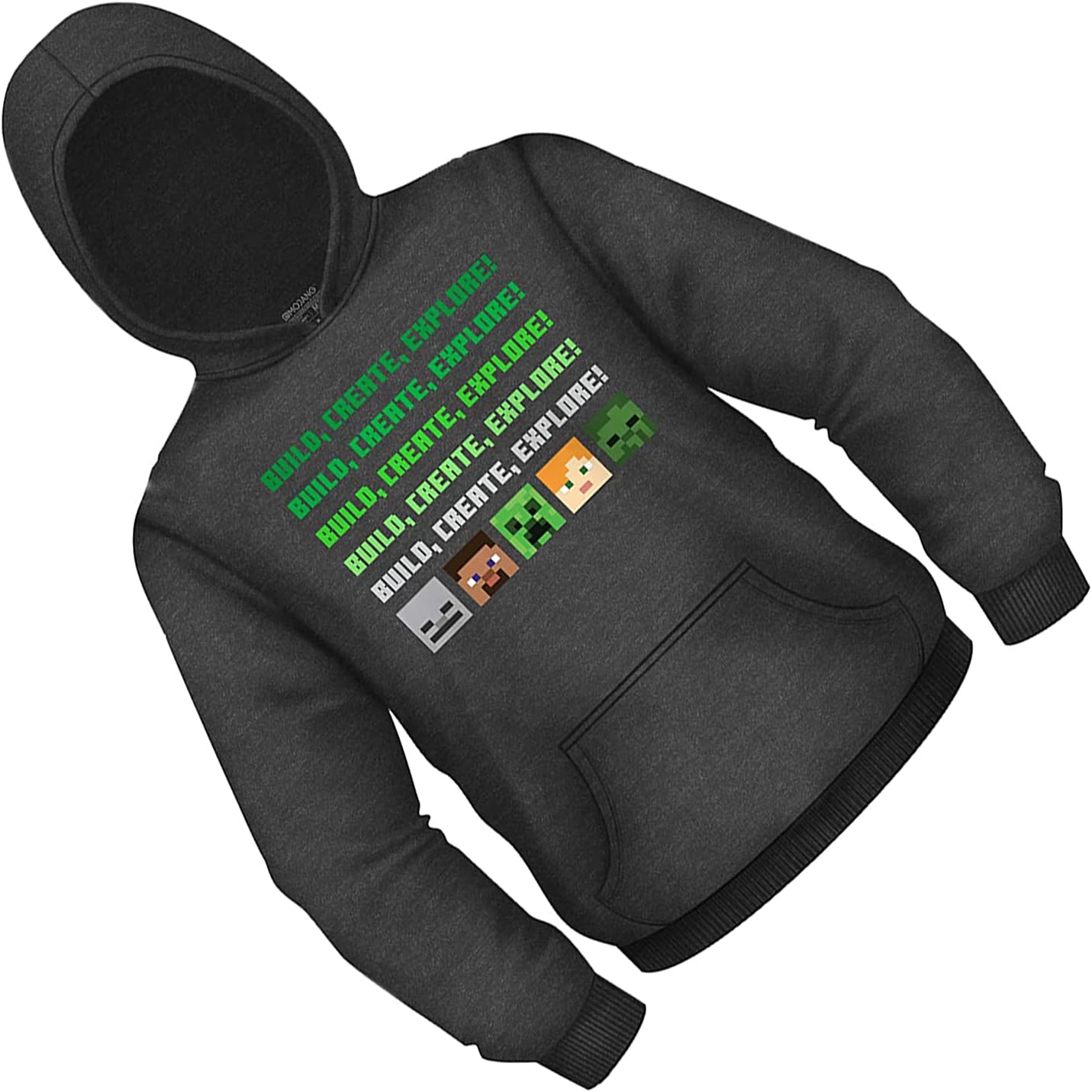 Minecraft Boys Video Game Hoodie - Black and Green Creeper Face - Official Costume Hoodie Sweatshirt