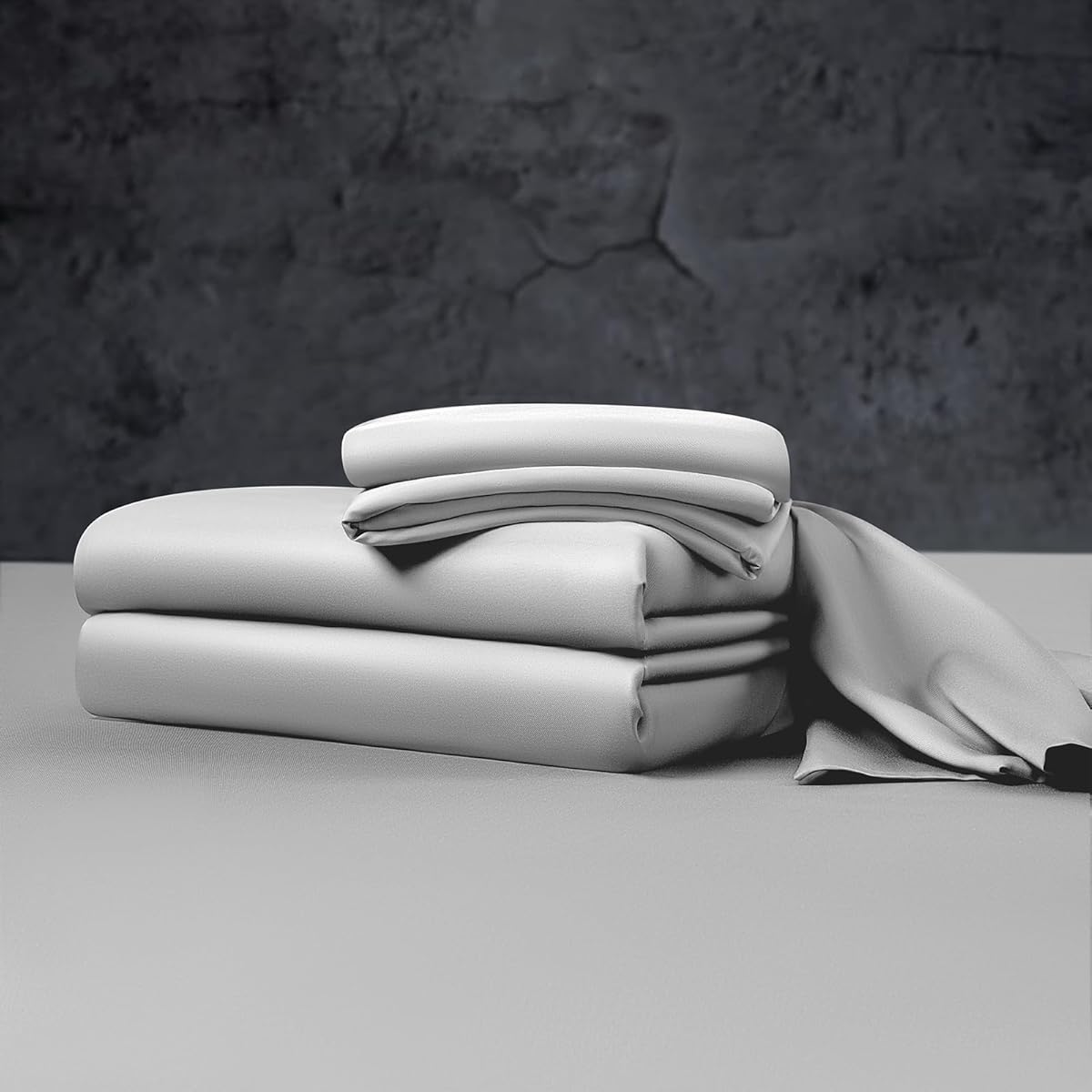 LIANLAM Luxury 100% Organic Tencel Cooling Sheets Queen Size, Expertly Crafted from Austrian Eucalyptus, Silky Soft Lyocell Sheets with 6"-18" Deep Pocket, Hypoallergenic Bed Sheet Set（Queen, Gray
