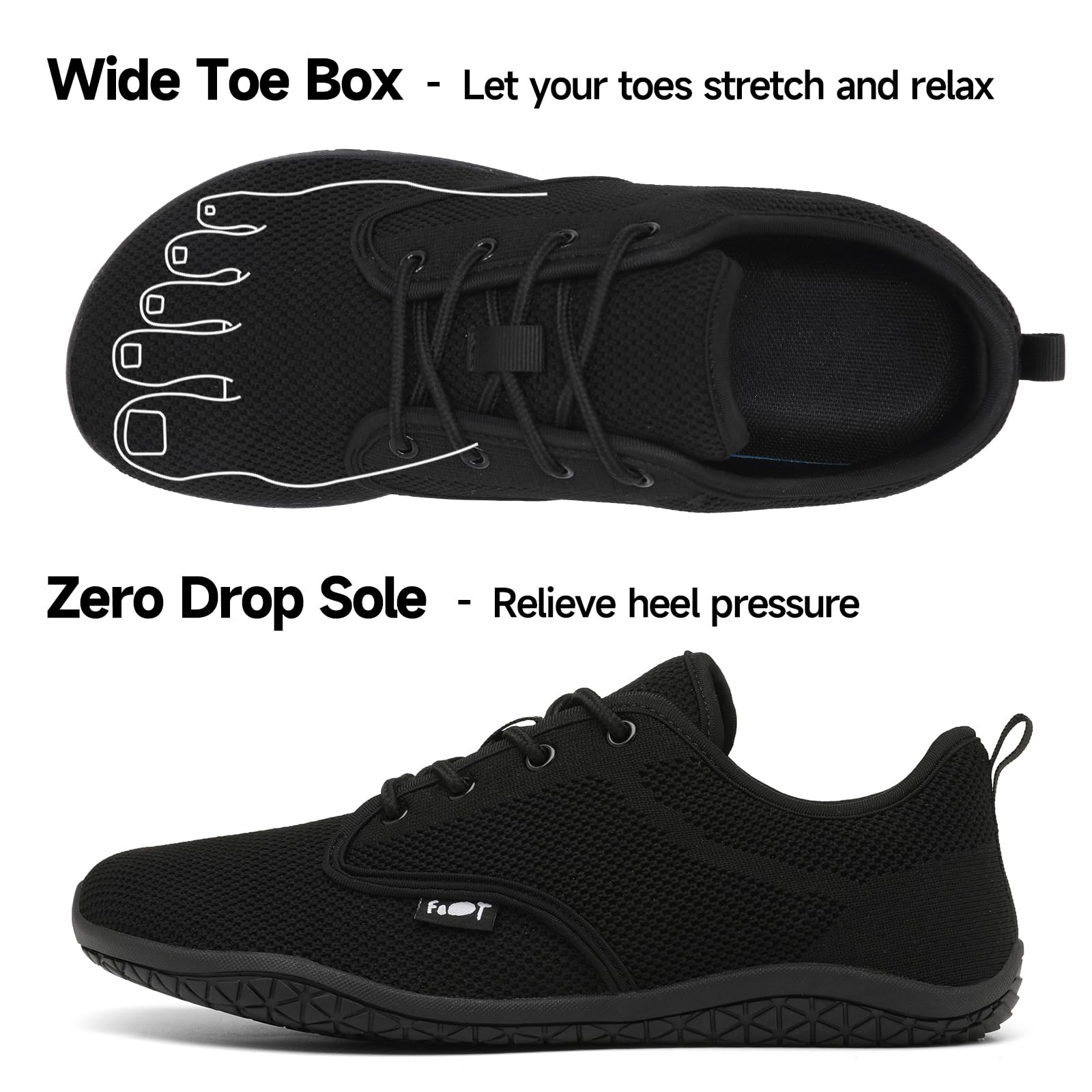 Geweo Unisex Barfußschuhe Breite Zehenbox Zero Drop Leicht Barfuss Sneaker
