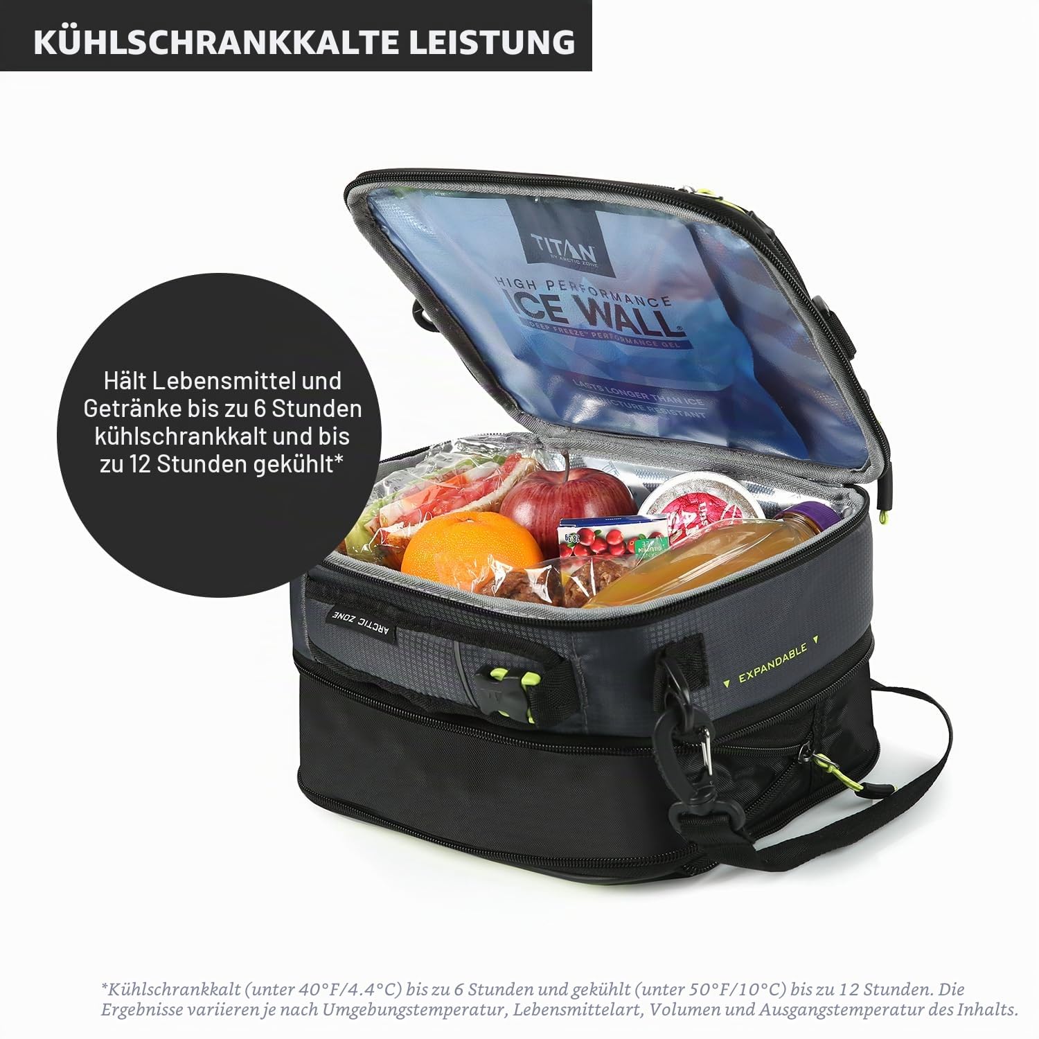 Arctic Zone Titan Deep Freeze Fridge Cold Expandable Insulated Horizontal Lunch Pack with 2X 250g High Performance Ice Walls,