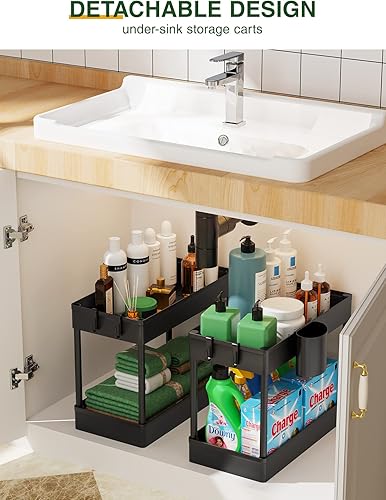 Miniatura 7 de LEHOM Carrito de almacenamiento delgado con ruedas Organizador de baño de 4 niveles, carrito de utilidad, estantes de almacenamiento deslizantes,