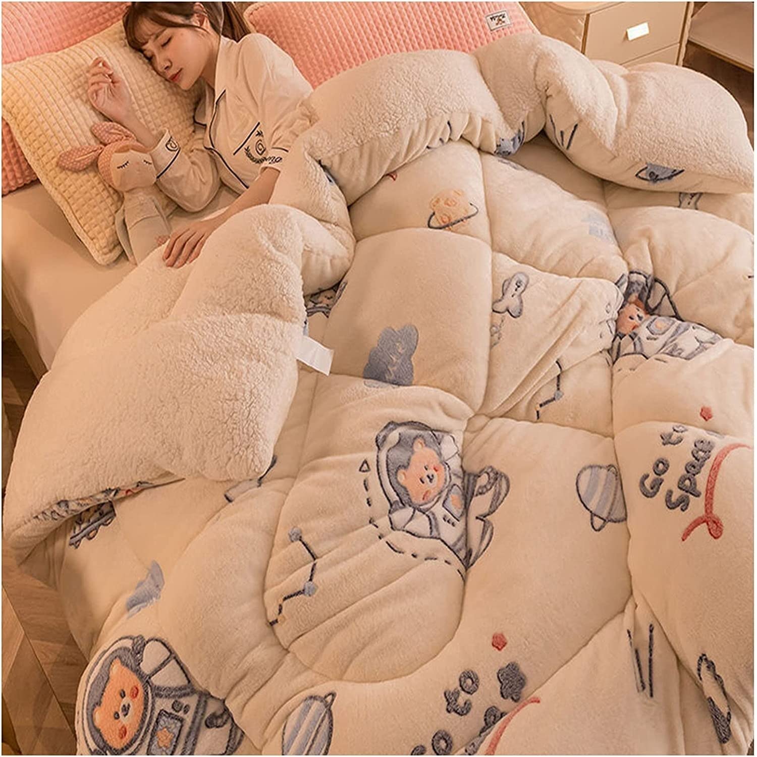 LLiuvcc Lamb Velvet Winter Quilt，Winter Warm Lamb Velvet Blanket Thick Down Blanket Velvet Core Quilt(Colour4,200x230cm(5KG))