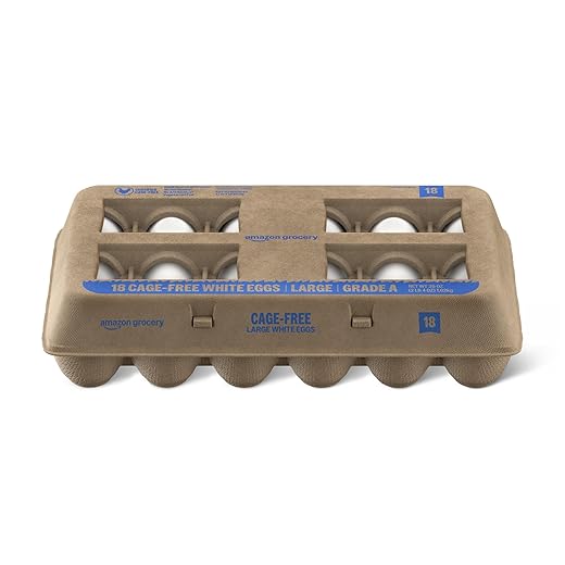 Amazon Grocery, Cage-Free Large White Eggs, Grade A, 18 Ct